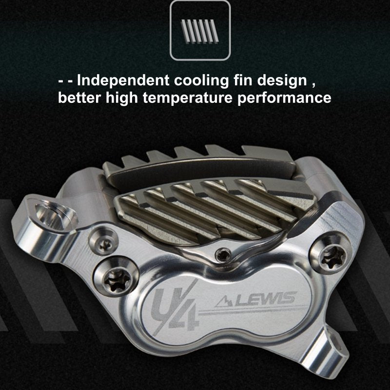 Lewis LHP+ U4 Axial Cylinder 4 Piston Disc Brakes With Cooling Fins | Front and Rear
