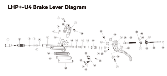 Technical diagram of a brake lever labeled LHP-U4 on a white background.